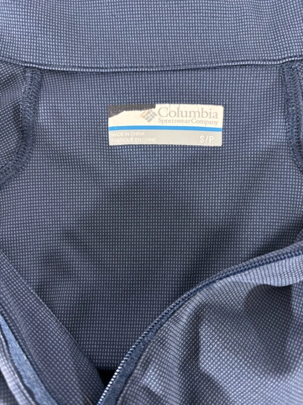 Columbia Blue Long-Sleeve Quarter Zip Pullover Small Navy **